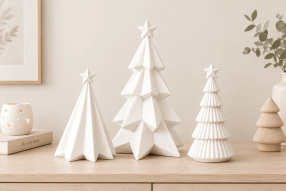 Christmas Tree Figurine STL 3D Print Set – 3 Minimalist Nordic Trees for Holiday Decor - Image 4