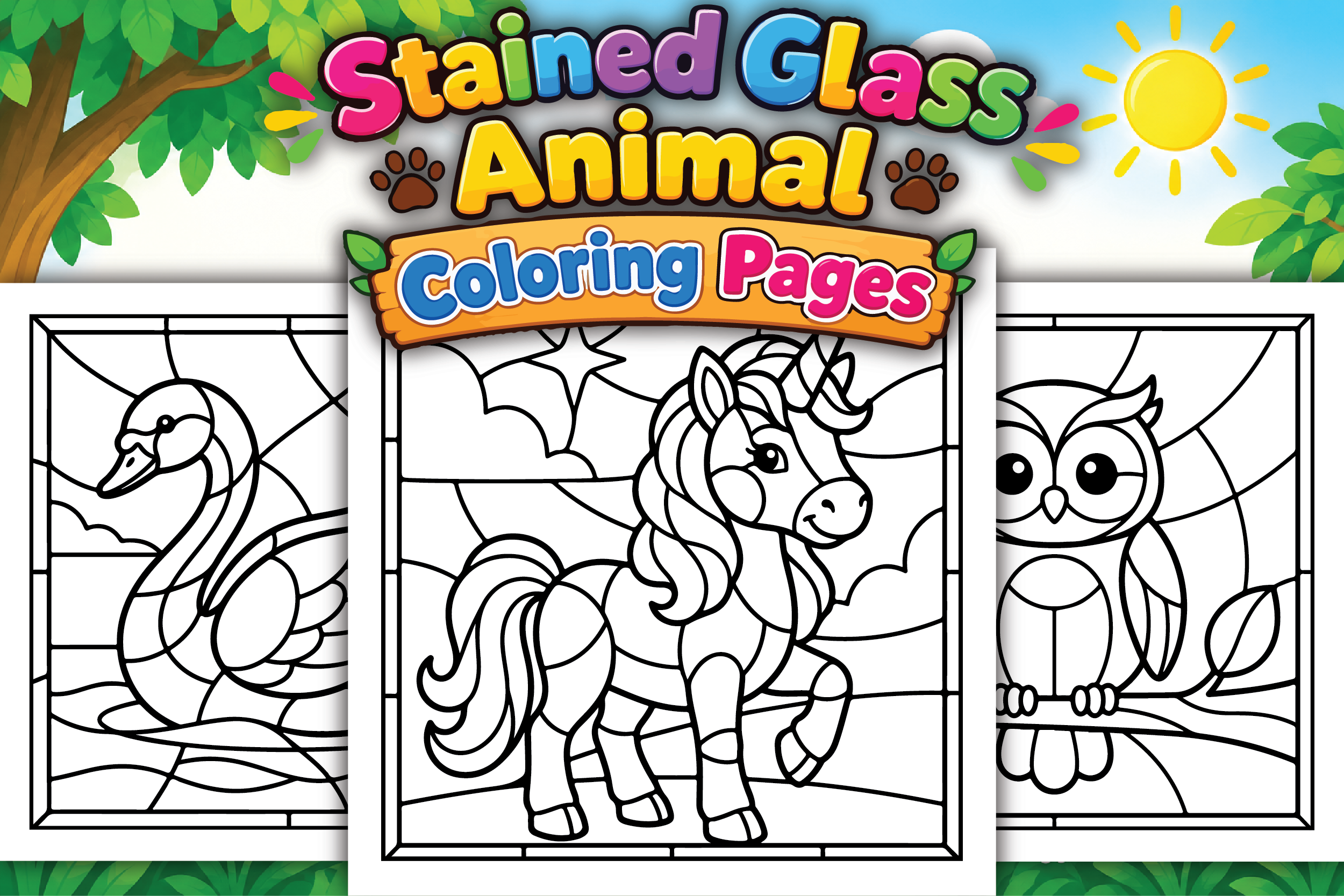 Stained Glass Animal Coloring Pages