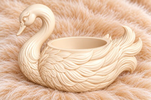 Swan Planter Pot 3D STL – Elegant Swan Succulent Planter File for 3D Printing - Image 1