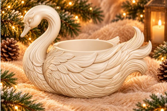 Swan Planter Pot 3D STL – Elegant Swan Succulent Planter File for 3D Printing - Image 2