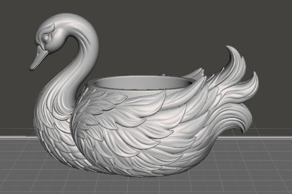 Swan Planter Pot 3D STL – Elegant Swan Succulent Planter File for 3D Printing - Image 3
