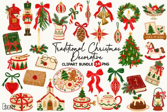 Traditional Christmas Decorative Bundle Graphic Patterns By DSIGNS
