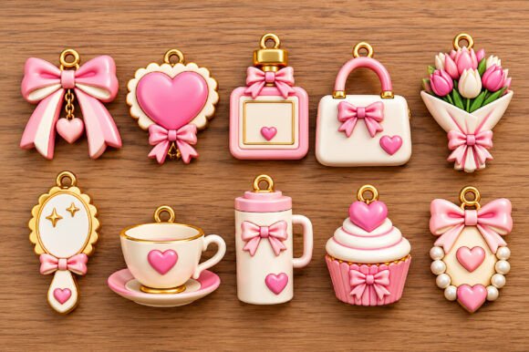 Valentine Hanging Charms STL Bundle – 10 Heart & Gift 3D Print Designs - Image 4