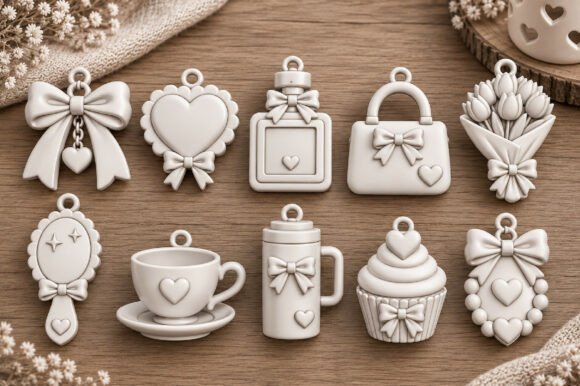 Valentine Hanging Charms STL Bundle – 10 Heart & Gift 3D Print Designs - Image 5