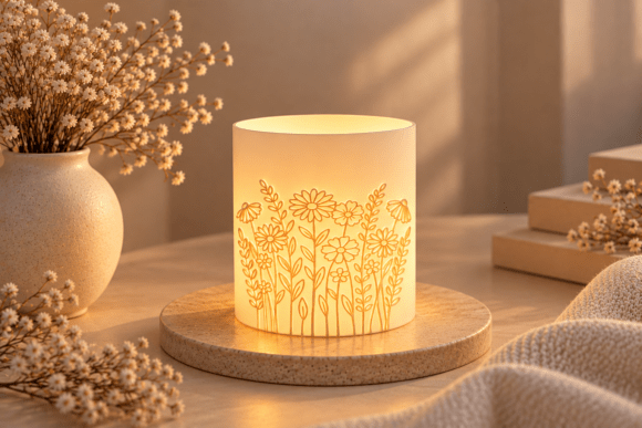 Floral Tealight Holder STL - 3D Printable Botanical Flower Lantern File - Image 3
