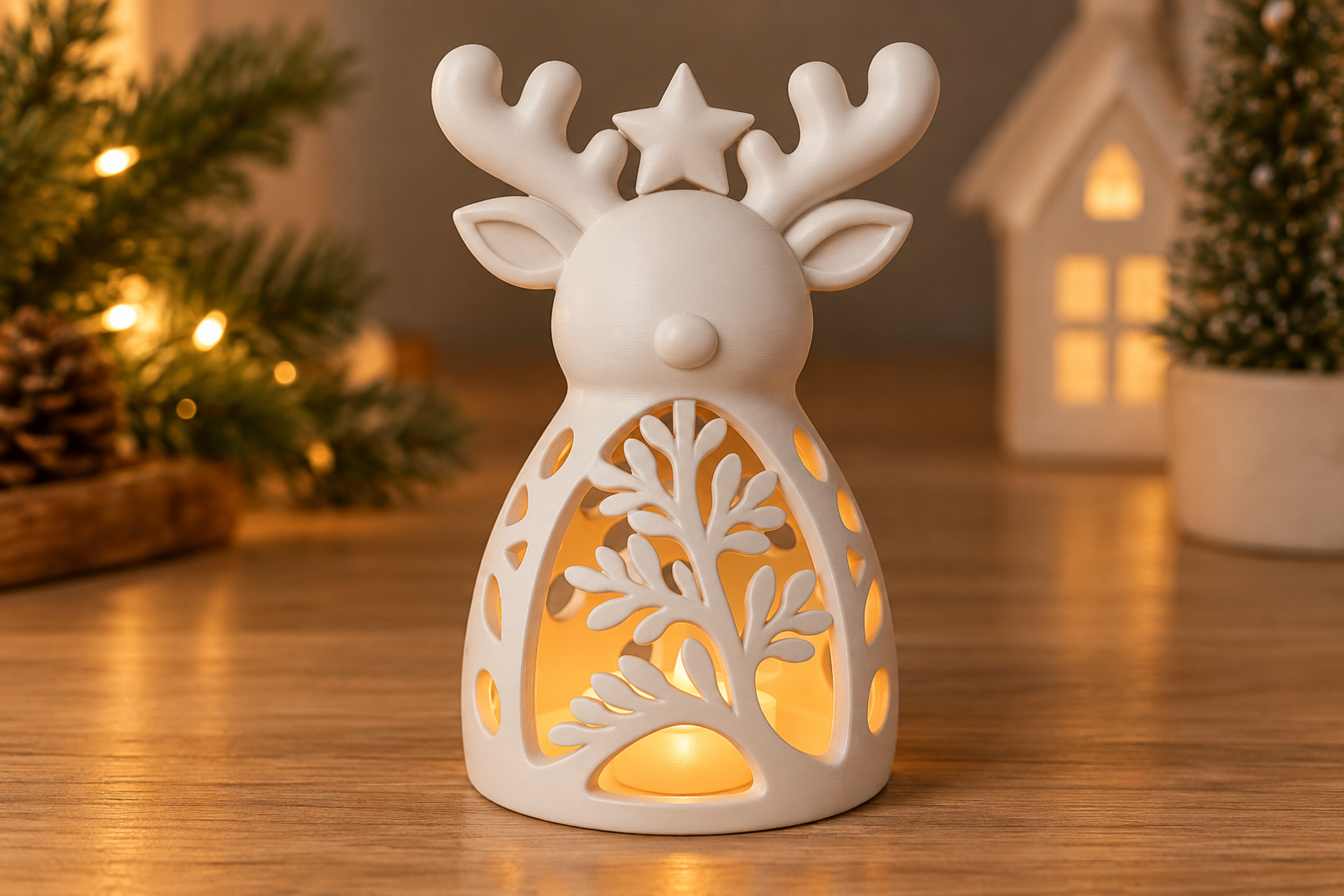 3D STL Christmas Reindeer Decor – Illuminated Openwork Holiday Print - Image 4