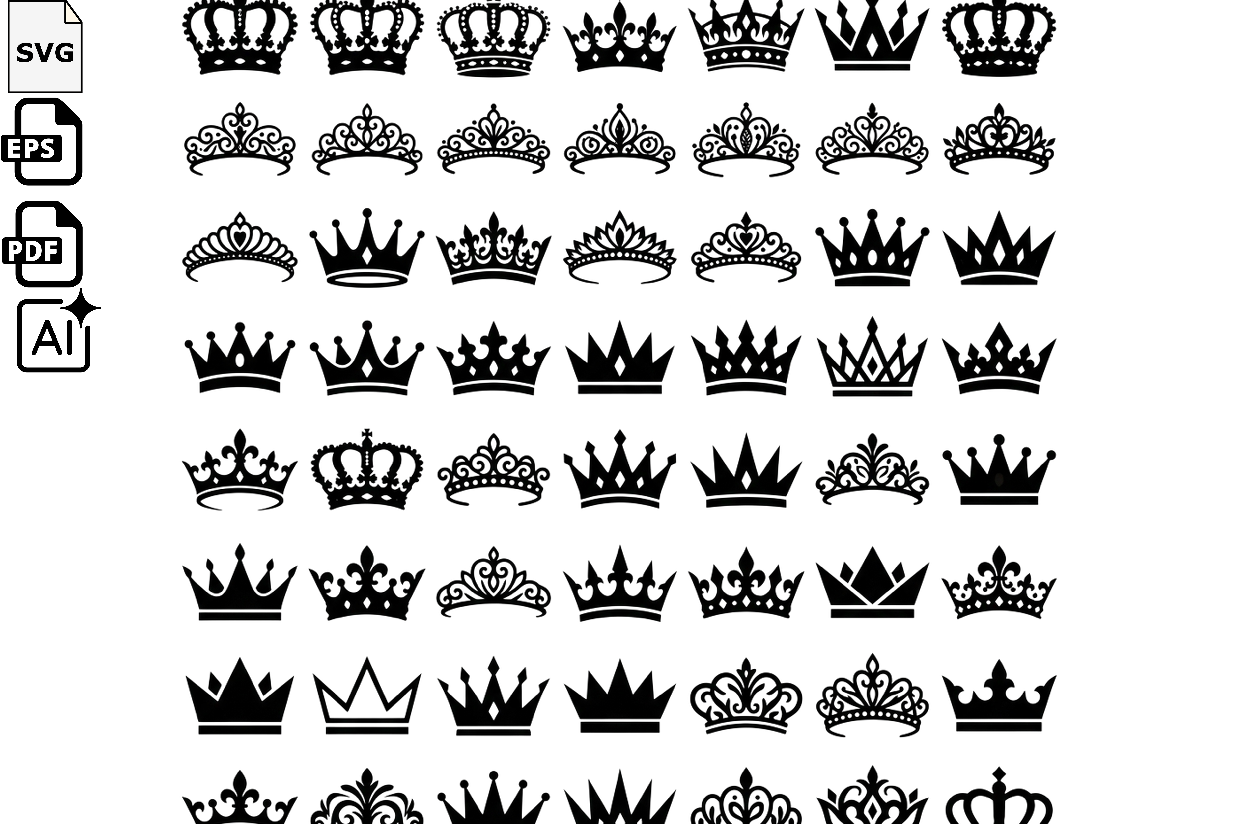 50 Crown SVG Bundle Royal Tiara Vector Graphic by Creative Ullash ...
