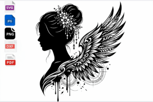 Cnc Drawing Notes Angel Woman Silhouette SVG Cutting Graphic by mhrana730 · Creative Fabrica