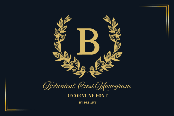 Botanical Crest Monogram Decorative Font By Pui Art