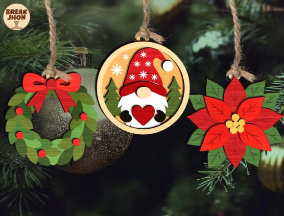 Christmas Ornament Laser Cut SVG Bundle Corte con Láser Por Break Jhon