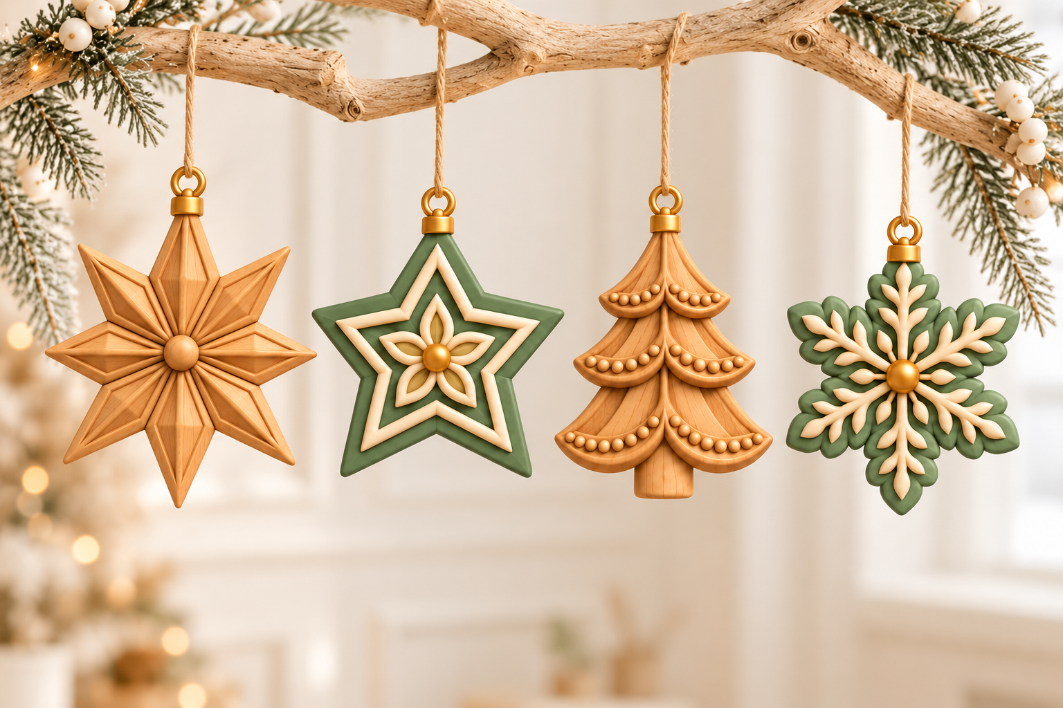 Christmas Ornament Set STL  4 3D Printable Holiday Ornaments - Image 5