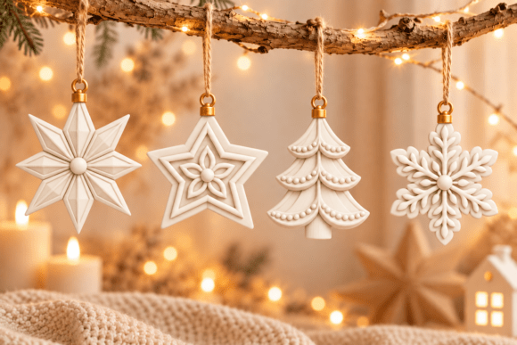 Christmas Ornament Set STL  4 3D Printable Holiday Ornaments - Image 2