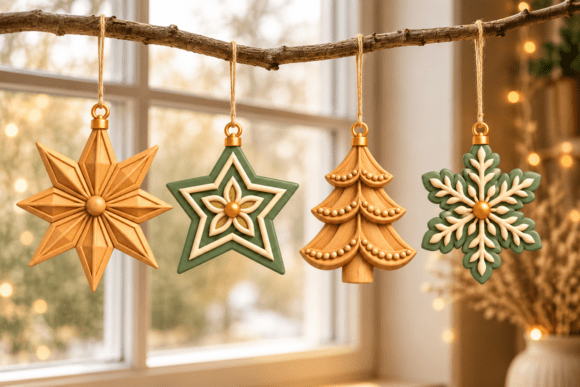 Christmas Ornament Set STL  4 3D Printable Holiday Ornaments - Image 3