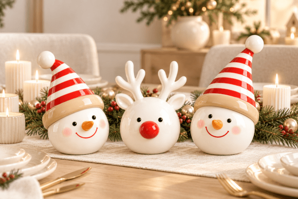 Christmas Snowman Trio STL 3D Printable Holiday Figurines - Image 1
