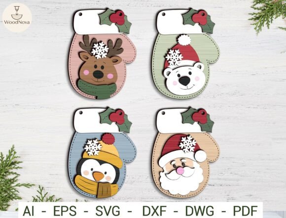 Christmas Stocking Ornament SVG Bundle (Design 2) laser cut file