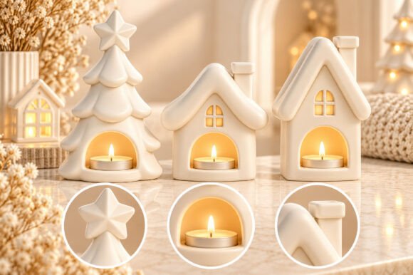 Christmas Tealight Holder STL Set – 3 Festive 3D Print Designs - Image 2