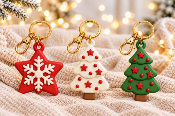Christmas Tree and Star Keychain 3D STL – Festive Holiday 3D Print Model Set - Image 3
