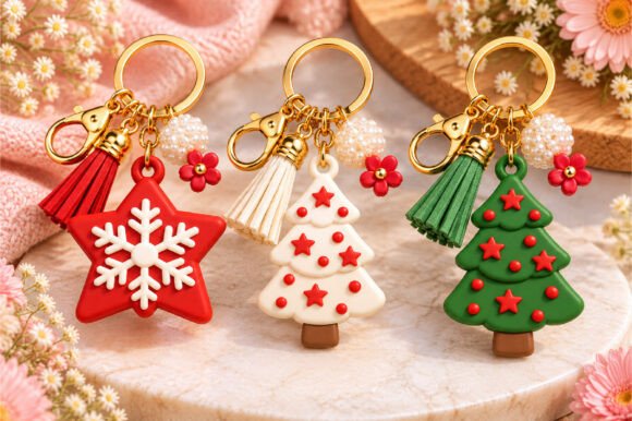 Christmas Tree and Star Keychain 3D STL – Festive Holiday 3D Print Model Set - Image 4