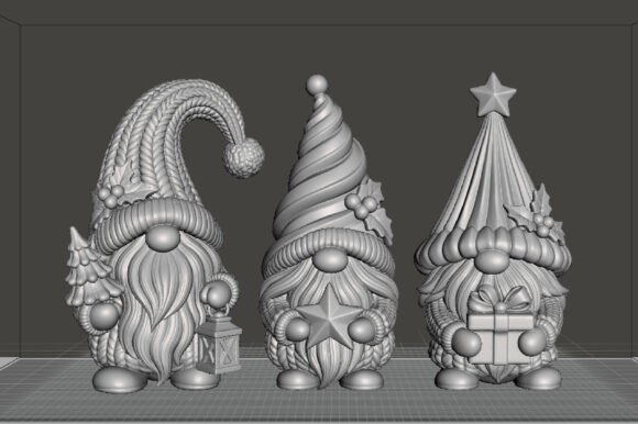 Christmas Gnome Trio 3D STL Set – Printable Holiday Gnome Figurines - Image 3