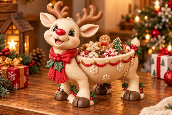 Cute Christmas Reindeer Bowl 3D STL File – Printable Holiday Candy Dish - Image 2
