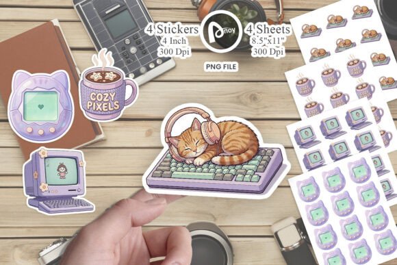 Digital Lavender Cozy Gaming Sticker Graphic Labels & Stickers By Artnoy