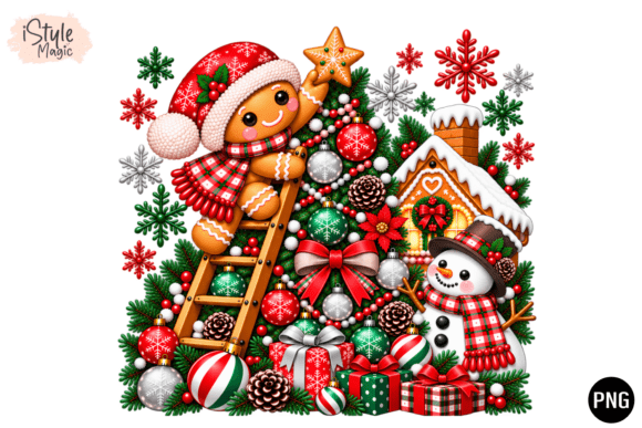 Gingerbread Christmas Snowman Png Graphics
