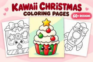 Kawaii Christmas Coloring Pages Vol. 3 Graphic by Inkivelle Studio