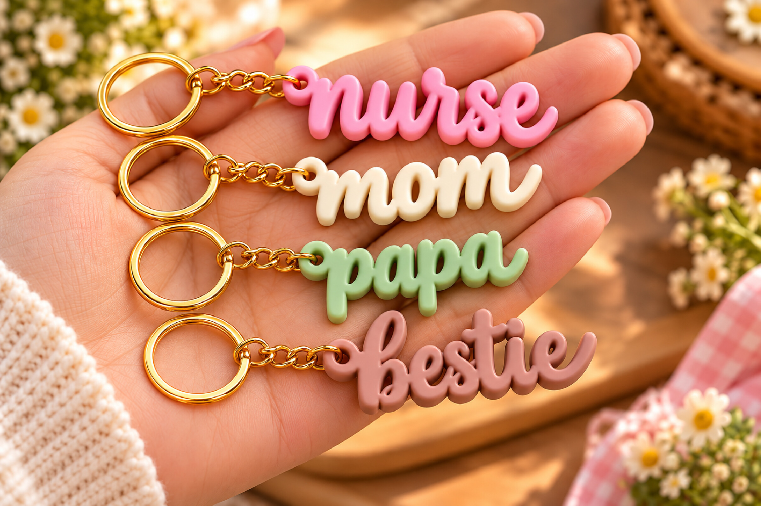 Mom Papa Nurse Bestie Keyring STL Bundle – 4 Script Keychain Files - Image 4