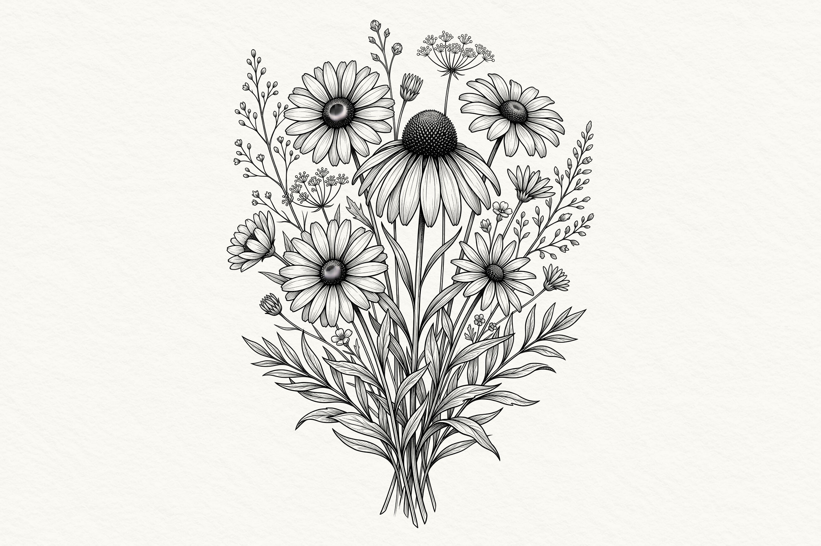 Retro Boho Flower Line Art PNG Graphic by BoomArt · Creative Fabrica