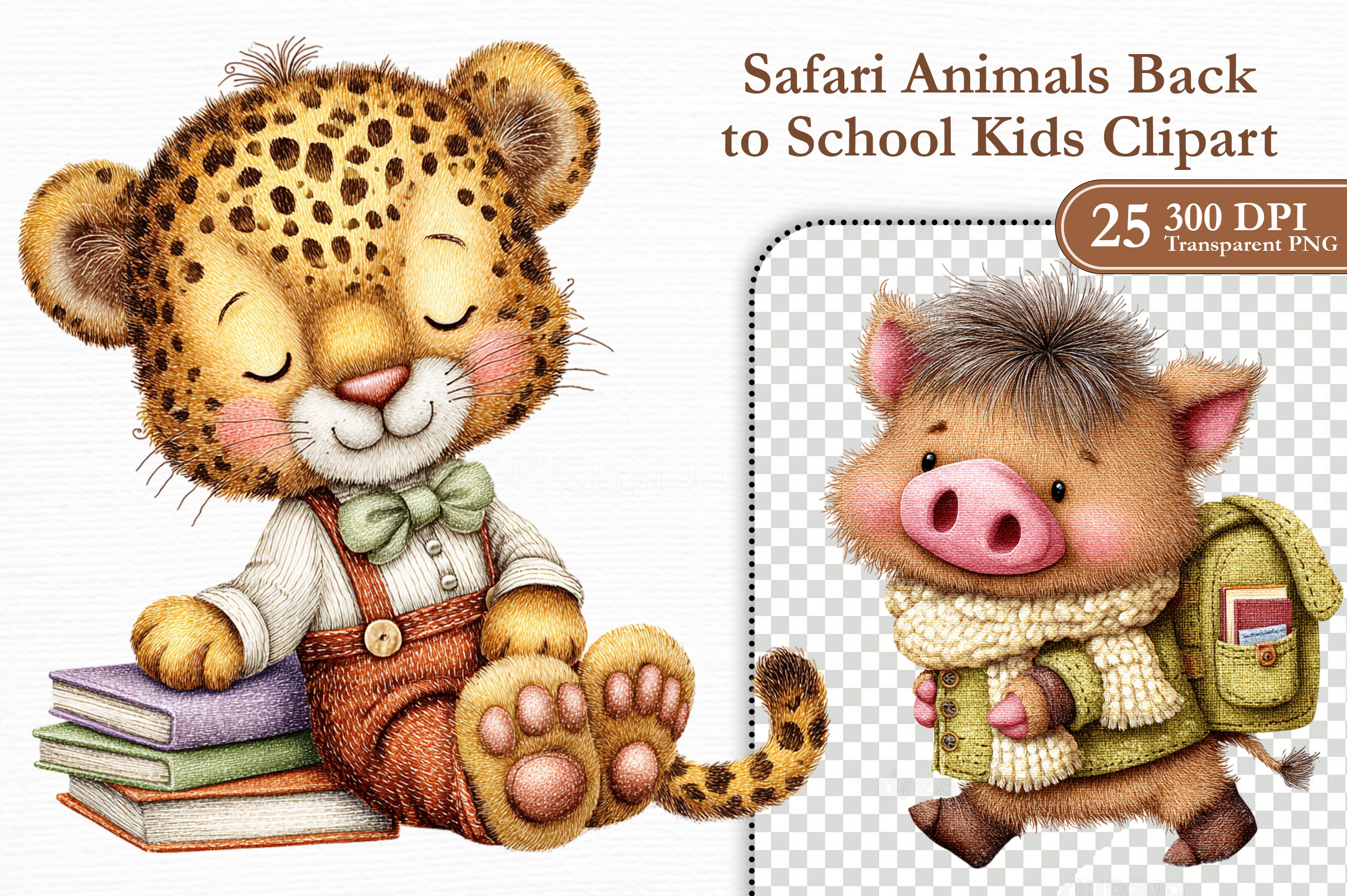 Zone Template Cursive Safari Animals Back to School Kids Clipart Graphic by KIDS ZONE ...