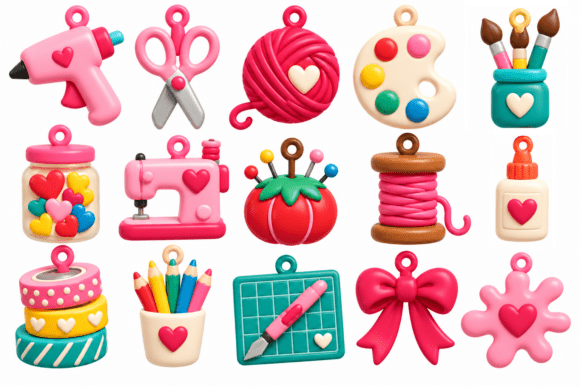 Sewing & Craft Tools Keychain STL Pack - 15 3D Printable Designs - Image 3