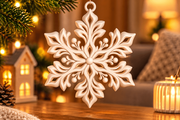 Snowflake Christmas Ornament STL File – 3D Printable Holiday Decoration - Image 1