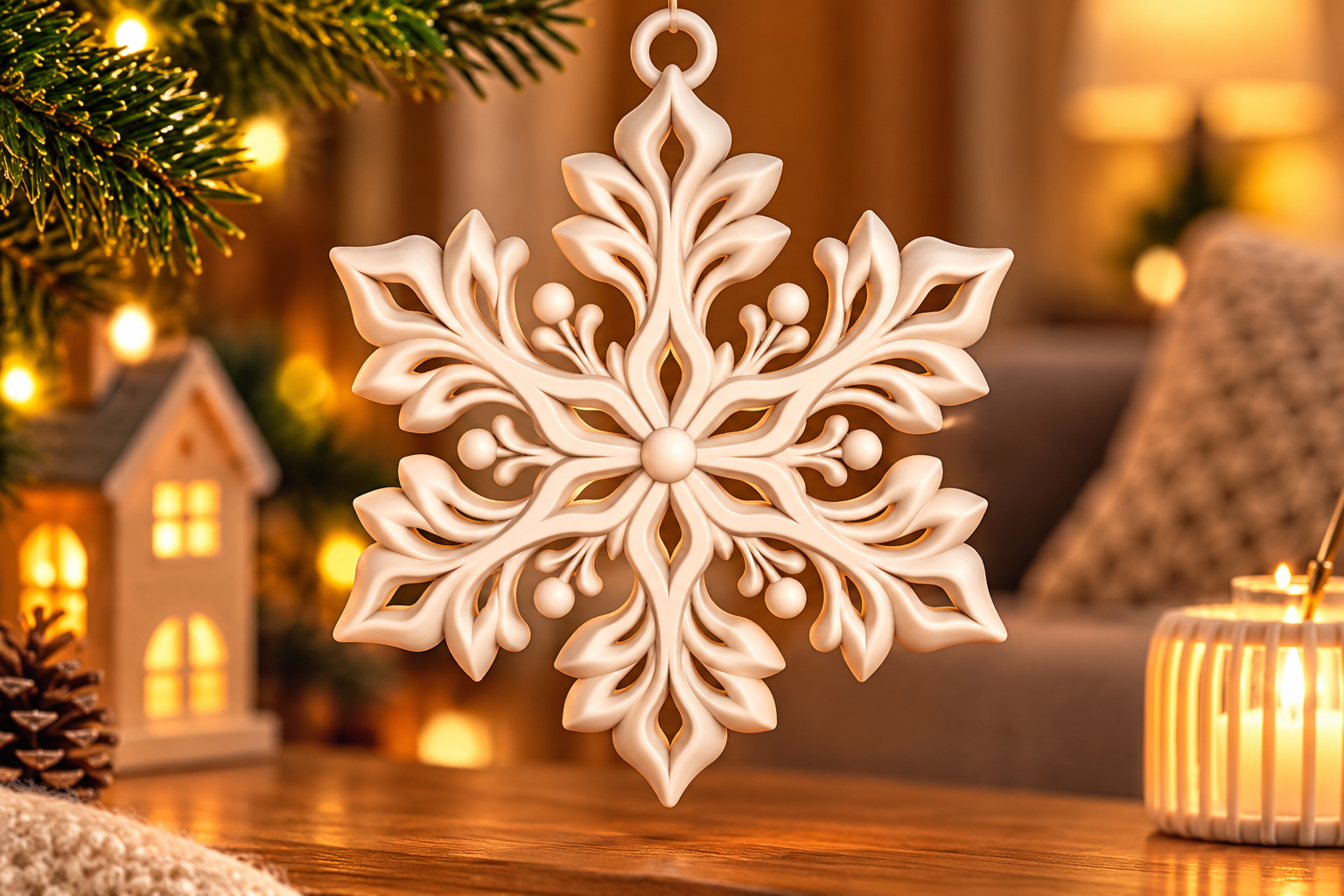 Snowflake Christmas Ornament STL File – 3D Printable Holiday Decoration - Image 2