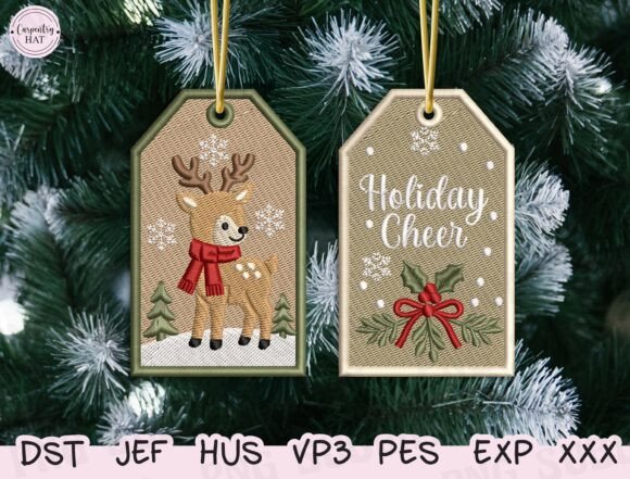 Xmas Ornament Tags Embroidery Design