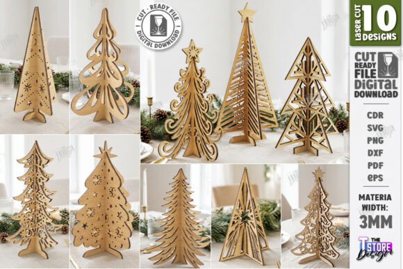 3D Christmas Tree Laser Cut Bundle - CNC (Design 1) laser cut file