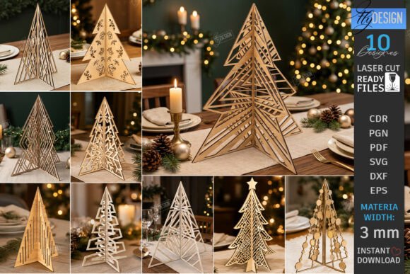 3D Christmas Tree Laser Cut Bundle - CNC (Design 2) laser cut file