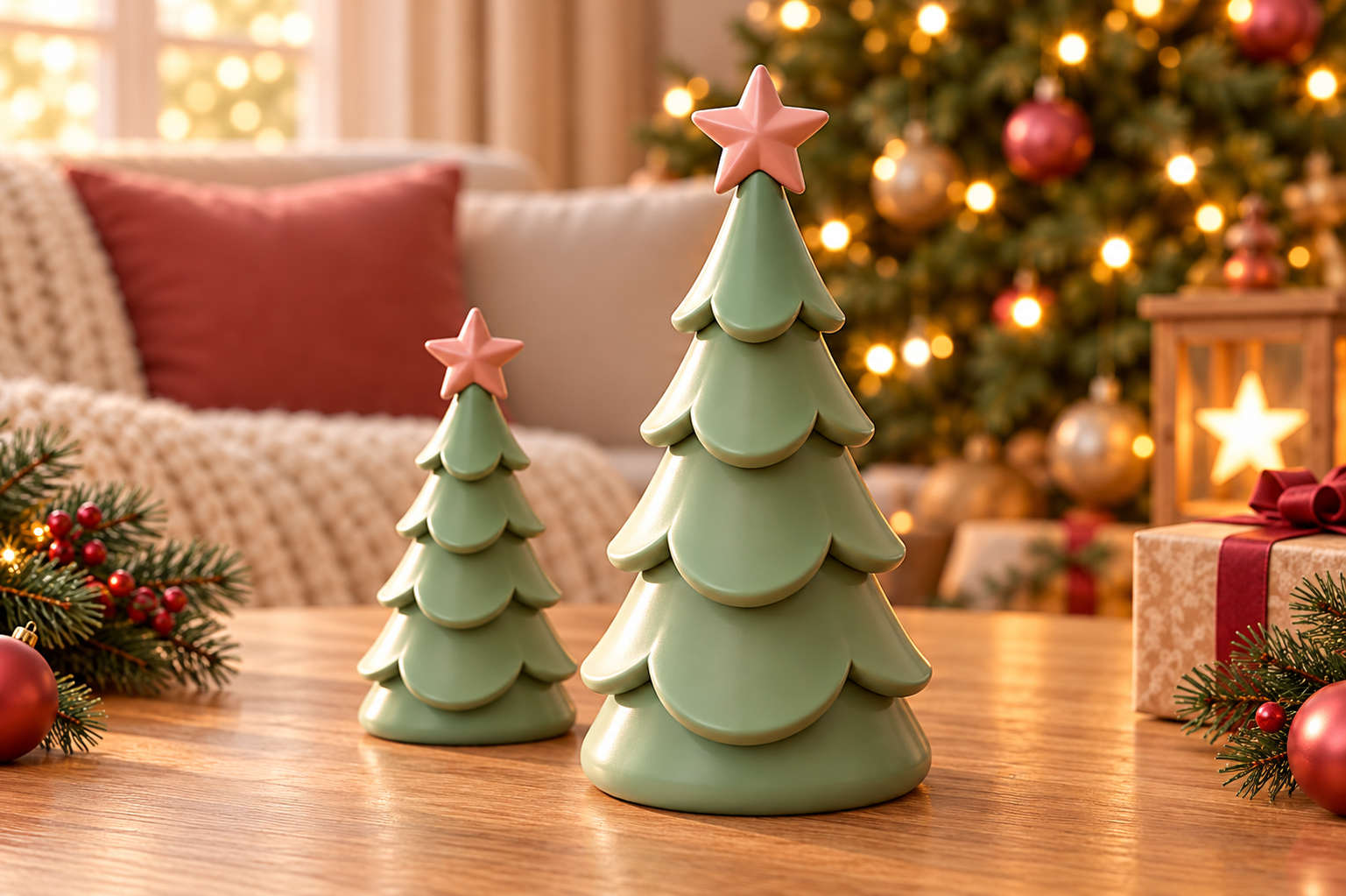 Sage Green Christmas Tree STL Set – 2 Sizes, 3D Printable Holiday Decor - Image 4