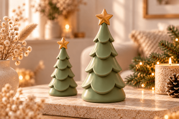 Sage Green Christmas Tree STL Set – 2 Sizes, 3D Printable Holiday Decor - Image 2