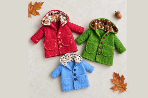 Printable autumn doll outfit pattern and miniature sewing project details