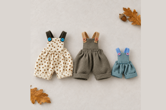 Autumn-themed miniature doll clothes project for handmade toy collections