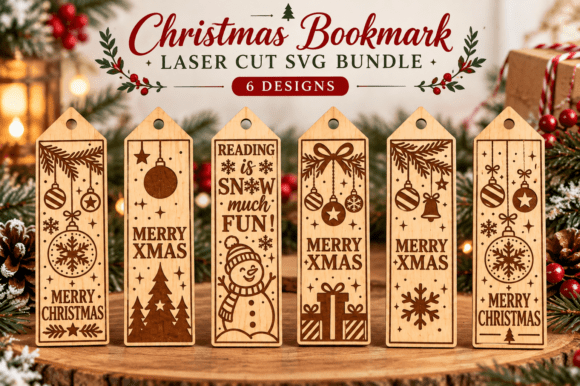 Christmas bookmark laser cut SVG bundle