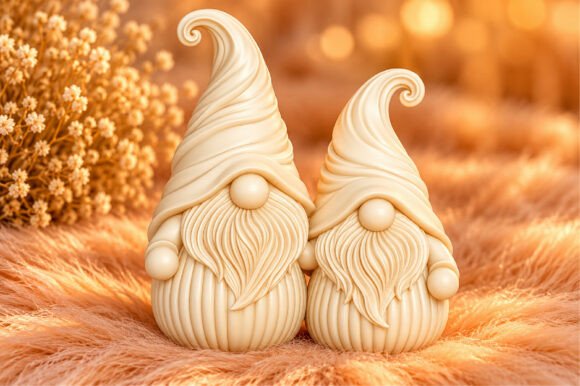Christmas Gnome Couple 3D STL 3D Printing By Pink Studio