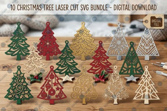 Christmas Tree Laser Cut SVG Bundle (Design 1) laser cut file
