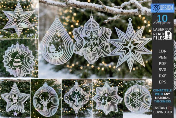 Christmas Wind Spinner Laser Cut Bundle laser cut file