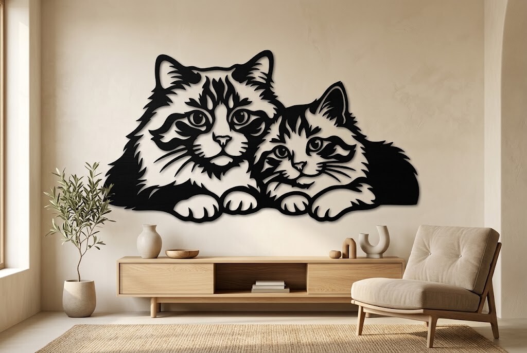 Cute Cat Duo Laser Cut SVG · Creative Fabrica