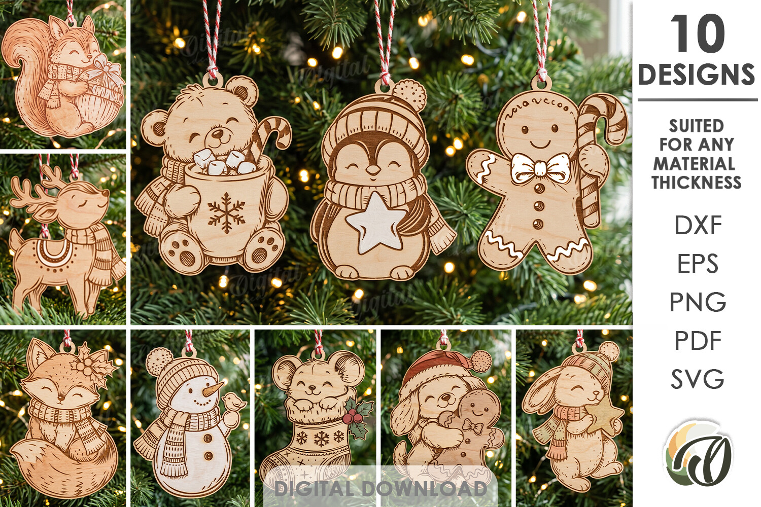 Cute Christmas Ornaments Bundle Laser