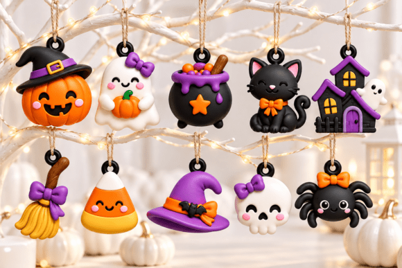 Cute Halloween Charms STL 3D Print Set – 10 Spooky-Cute Designs - Image 2