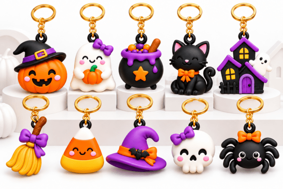 Cute Halloween Charms STL 3D Print Set – 10 Spooky-Cute Designs - Image 3