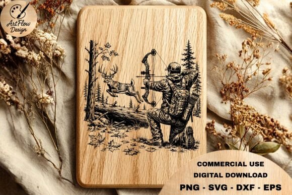 Deer Bow Hunting SVG Laser Cutting By ArtFlowCODesign