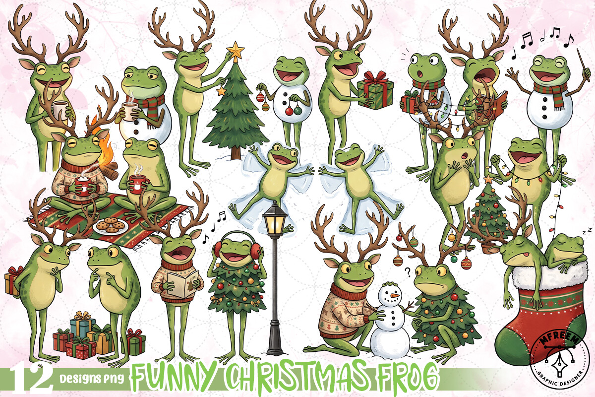 Funny Christmas Frog PNG Graphic by mfreem · Creative Fabrica